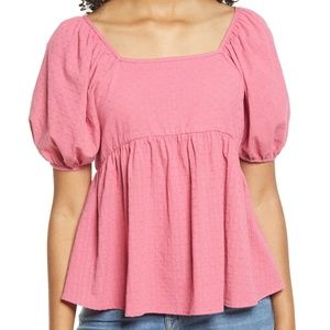 BP. Babydoll Tunic Top Square Neck Puff Sleeve NWT